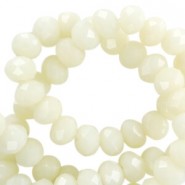 Faceted glass beads 6x4mm rondelle Limelight beige opaque